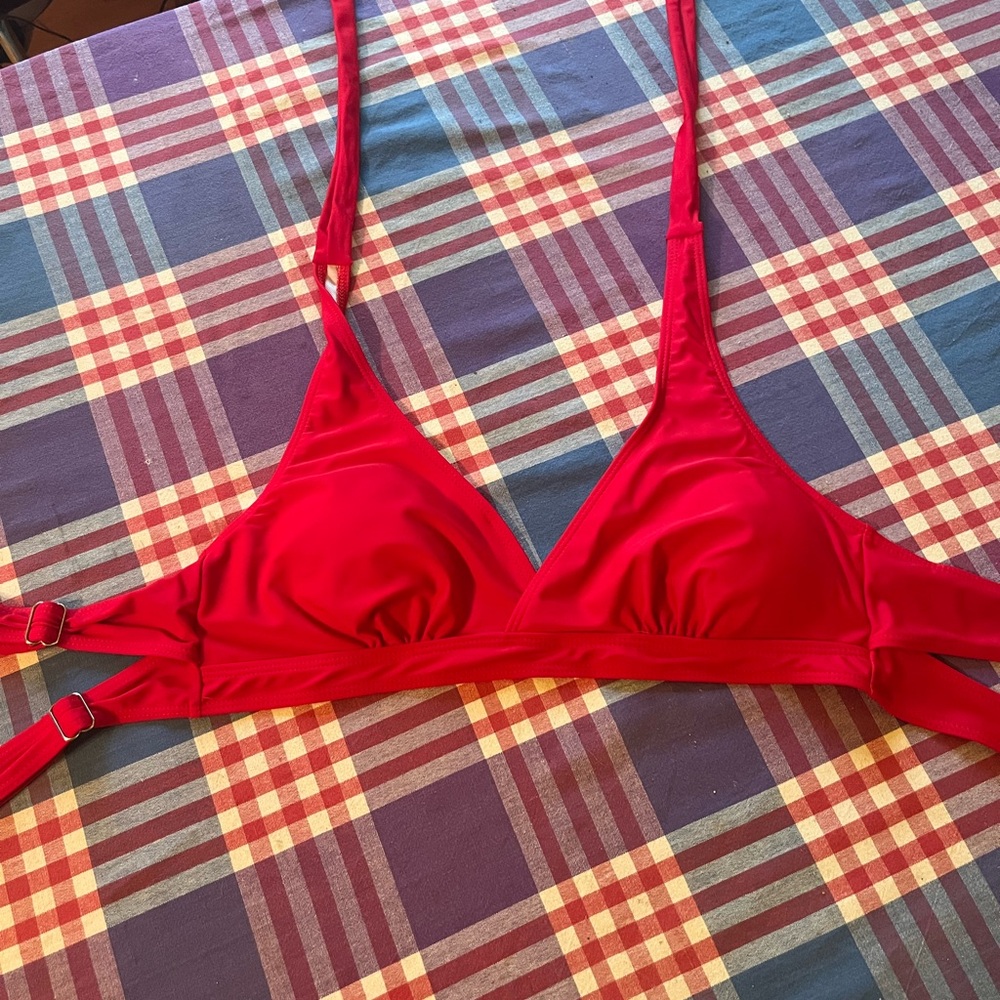 Red Triangle Bikini Top